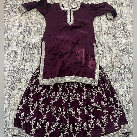 Indian Embroidered Eggplant Purple Outfit - Picture 5 of 5